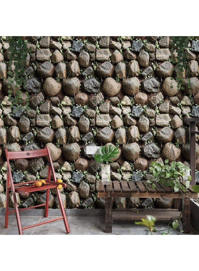 wolpin ملصقات حائط وولبين ورق جدران لاصق ذاتي 3D حجر DIY، لون الحجر - Image 1