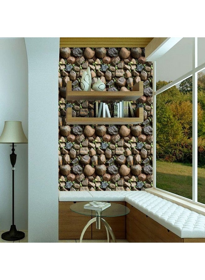 wolpin ملصقات حائط وولبين ورق جدران لاصق ذاتي 3D حجر DIY، لون الحجر - Image 5