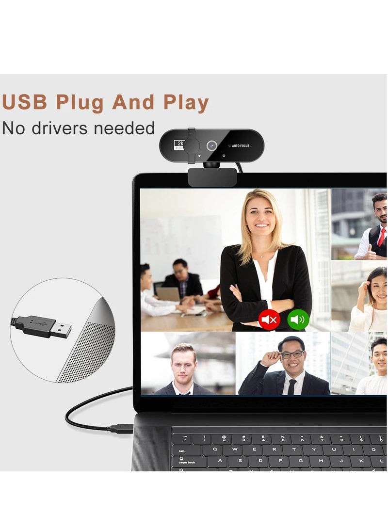 Xria XR-4K USB Webcam with Tripod, Built-in Microphone, Autofocus, Privacy Cover, Plug & Play Webcam for PC, Laptop and Mac - Image 2