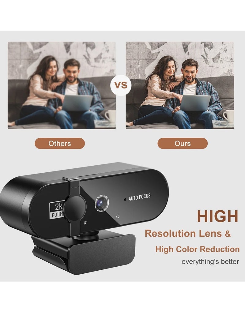 Xria XR-4K USB Webcam with Tripod, Built-in Microphone, Autofocus, Privacy Cover, Plug & Play Webcam for PC, Laptop and Mac - Image 3