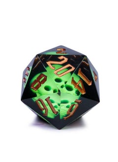 Large D20 Dice 55Mm With Sharp Edges And Skull Inclusitions D&D 20 Sided Dice Handmade Dice Dnd Giant D20 For Dungeons And Dragons Rpg Mtg Table Games(Green Skull)