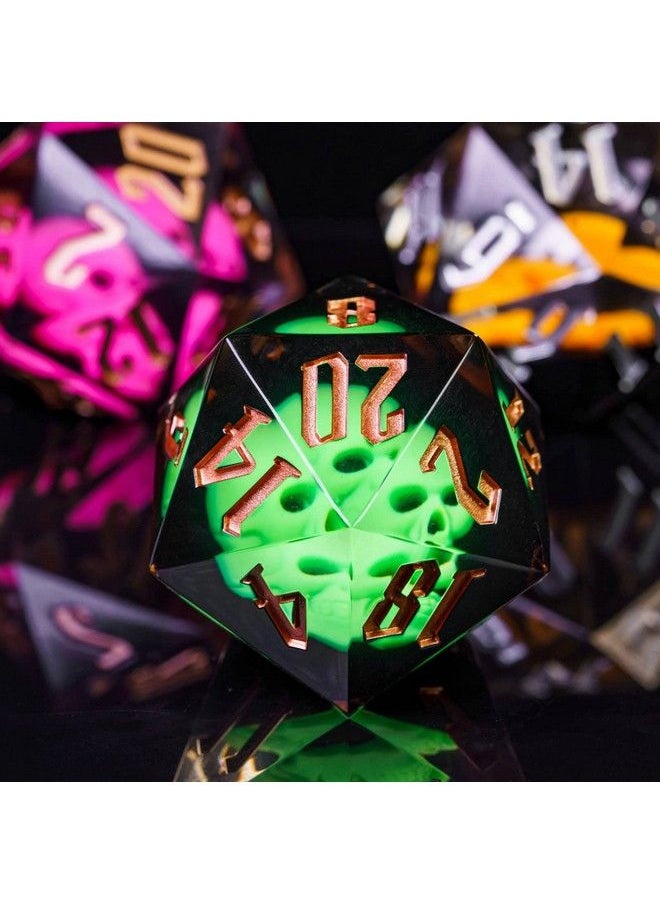 cusdie - Large D20 Dice 55Mm With Sharp Edges And Skull Inclusitions D&D 20 Sided Dice Handmade Dice Dnd Giant D20 For Dungeons And Dragons Rpg Mtg Table Games(Green Skull) - Image 1
