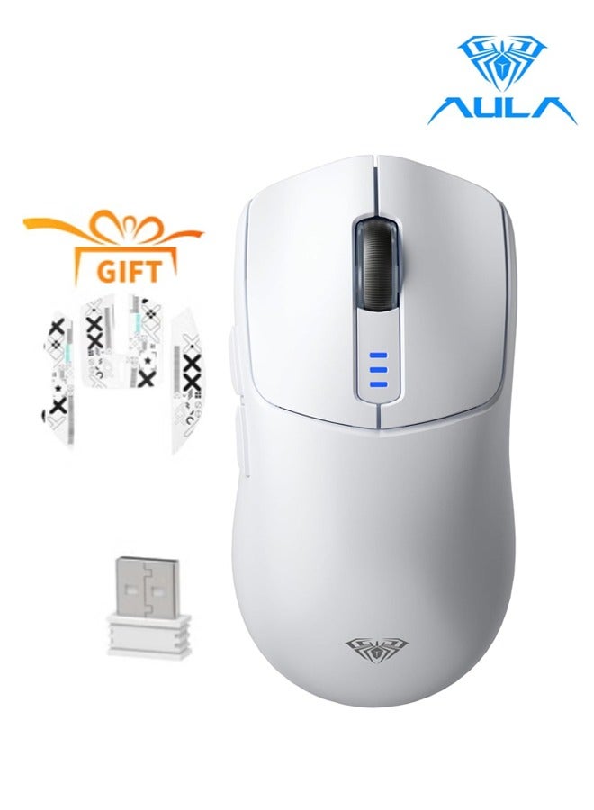 SC580 Tri-Mode Wireless Gaming Mouse,2.4G/BT5.0/USB-C Lightweight Gaming Mouse, 12000 DPI Rechargeable Wireless Mouse with 6 Programmable Buttons, Ergonomic Computer Mouse for Laptop/PC/Mac/Tablet,White