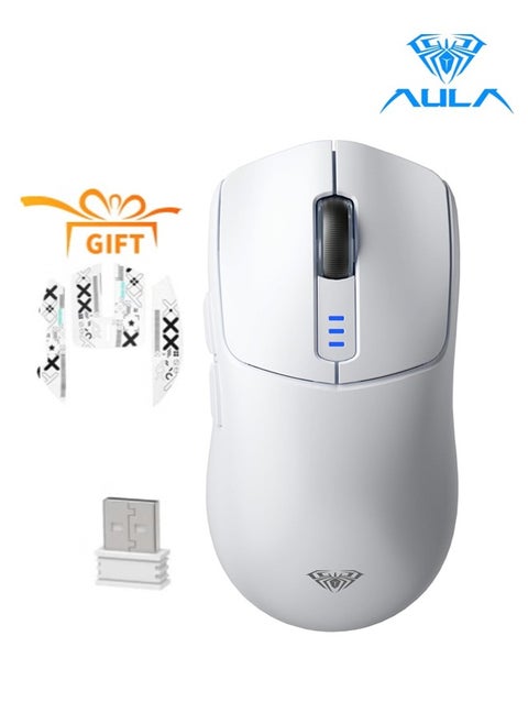 SC580 Tri-Mode Gaming Mouse,2.4G/BT5.0/USB-C Lightweight Gaming Mouse, 12000 DPI Rechargeable Wireless Mouse with 6 Programmable Buttons, Ergonomic Computer Mouse for Laptop/PC/Mac/Tablet,White