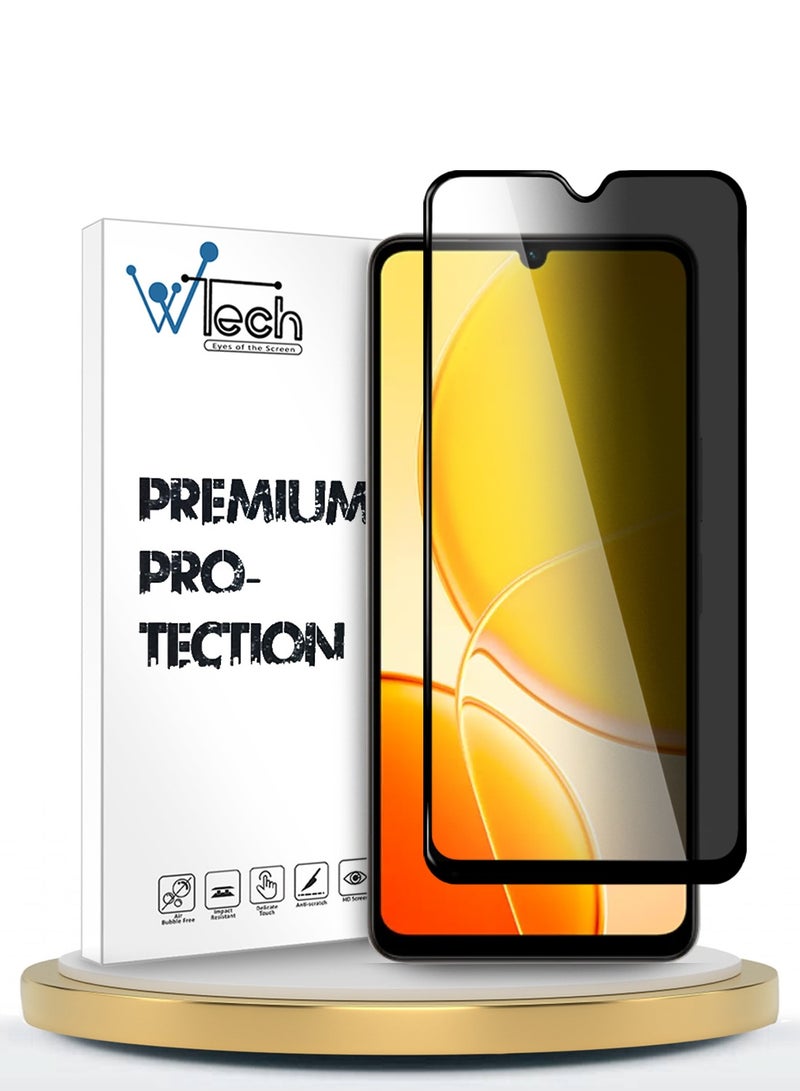 Wtech vivo Y04 4G / vivo Y29s 5G 2025 Premium E2E Series Privacy Full Glue Full Cover Tempered Glass Screen Protector (MSGECP) - Clear/Black - Image 1