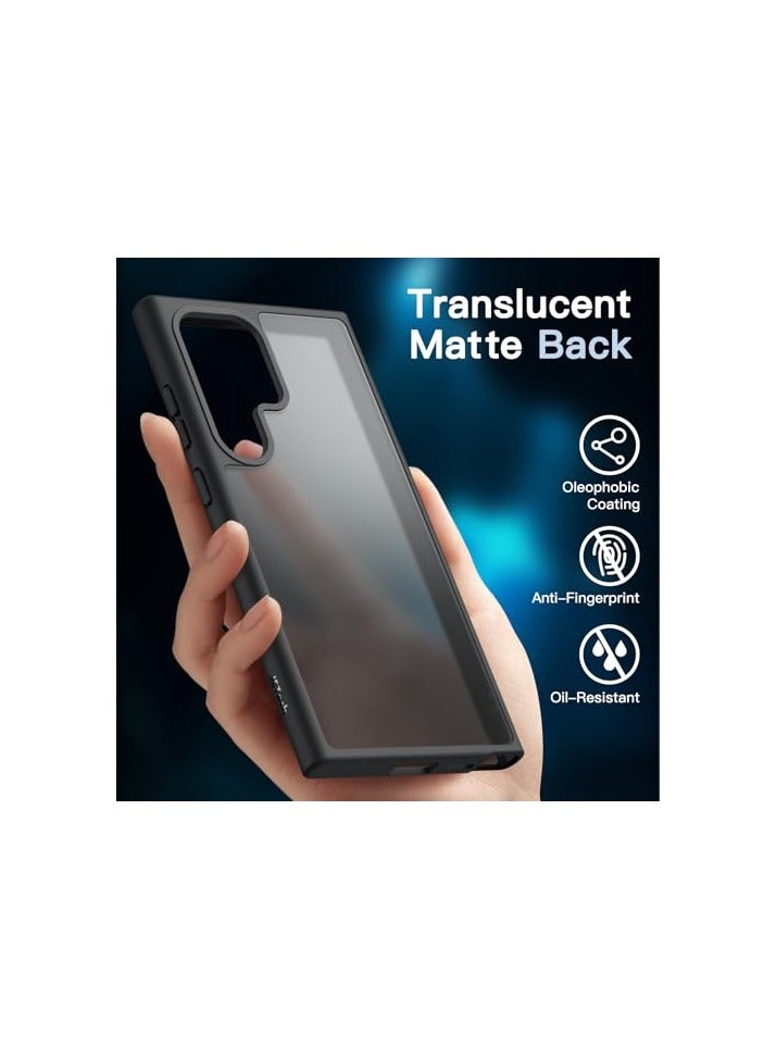 JETech 5 in 1 Matte Case for Samsung Galaxy S24 Ultra 5G with 2-Pack Screen Protector and Camera Lens Protector, Translucent Back Protective Phone Cover, Tempered Glass Film (Black) - Image 2