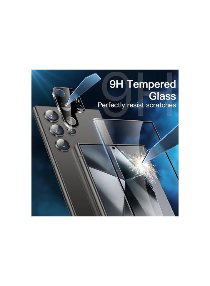 JETech 5 in 1 Matte Case for Samsung Galaxy S24 Ultra 5G with 2-Pack Screen Protector and Camera Lens Protector, Translucent Back Protective Phone Cover, Tempered Glass Film (Black) - Image 3