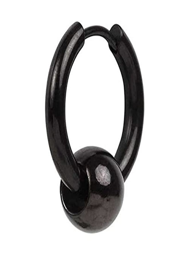 Sullery Punk Ball Circle Ring Piercing Christmas Gift Black Stainless Steel Hoop Earring - Image 1