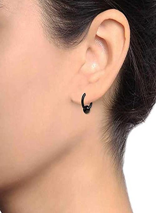 Sullery Punk Ball Circle Ring Piercing Christmas Gift Black Stainless Steel Hoop Earring - Image 3