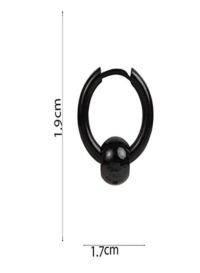 Sullery Punk Ball Circle Ring Piercing Christmas Gift Black Stainless Steel Hoop Earring - Image 2