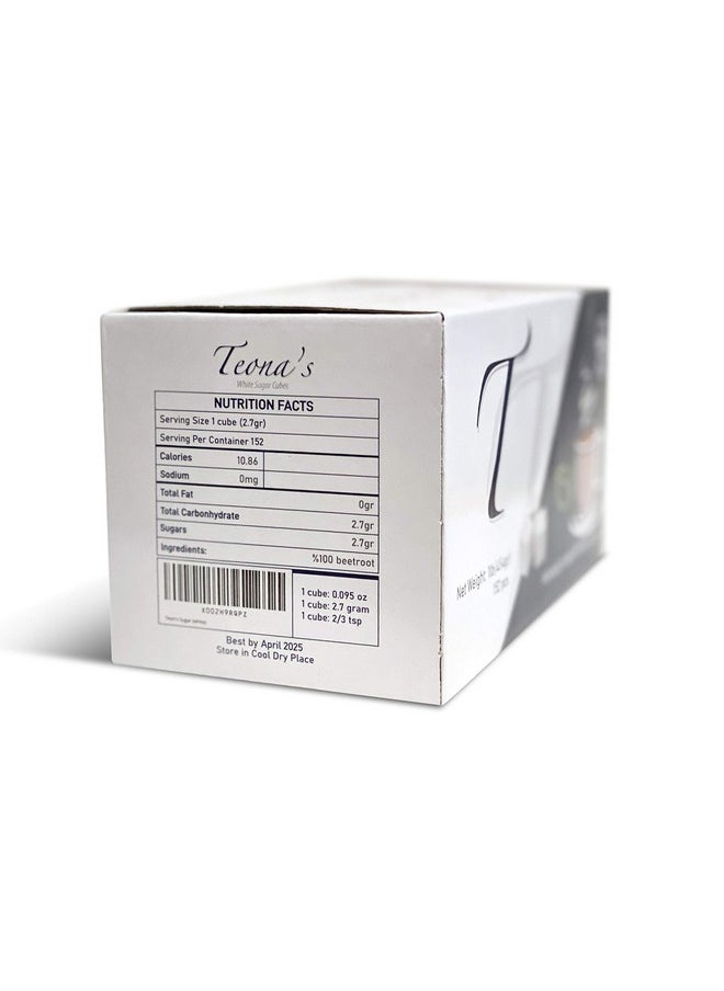 BARBERUPP - Teona's White Sugar, Individually Wrapped White Sugar Cubes, (152 Cubes) Perfect Sized Sugar Cubes For Tea And Coffee, 1 Pound Box Raw Sugar Cube, Perfect For Entertaining Guest. 100% Beet Root - Image 1