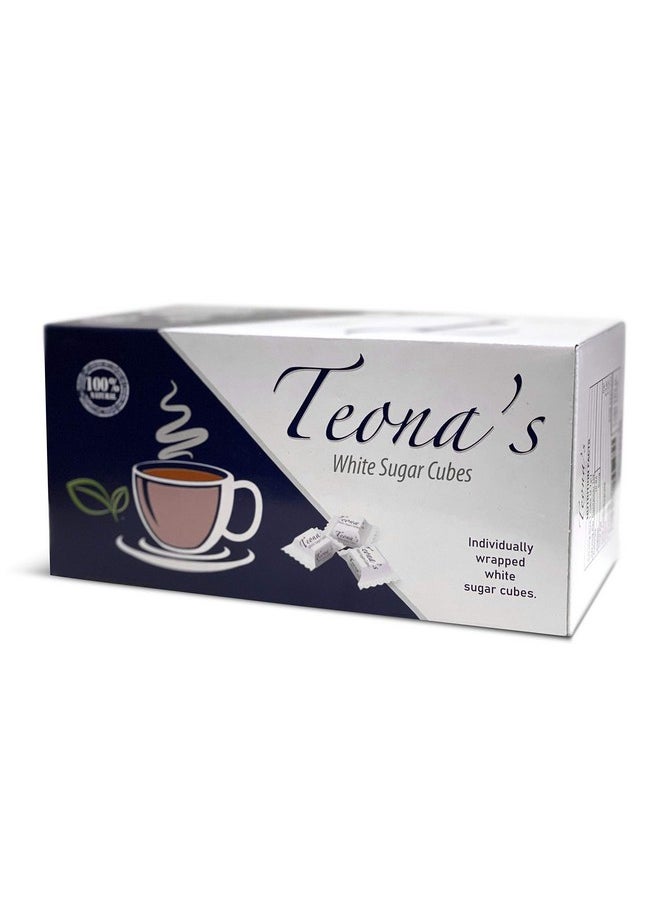 BARBERUPP - Teona's White Sugar, Individually Wrapped White Sugar Cubes, (152 Cubes) Perfect Sized Sugar Cubes For Tea And Coffee, 1 Pound Box Raw Sugar Cube, Perfect For Entertaining Guest. 100% Beet Root - Image 1