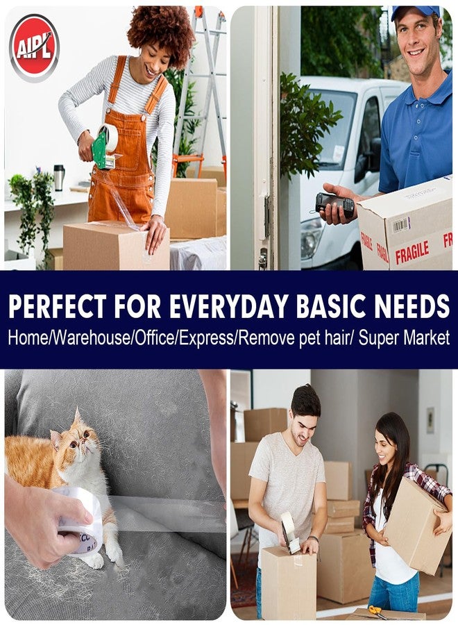 AIPL شريط تغليف شفاف كريستالي شديد التحمل للاستخدامات الصناعية، لفائف إعادة تعبئة شريط التغليف، 6 لفات 48 مم × 60 متر للإغلاق والنقل والشحن والمكاتب والتخزين - Image 3