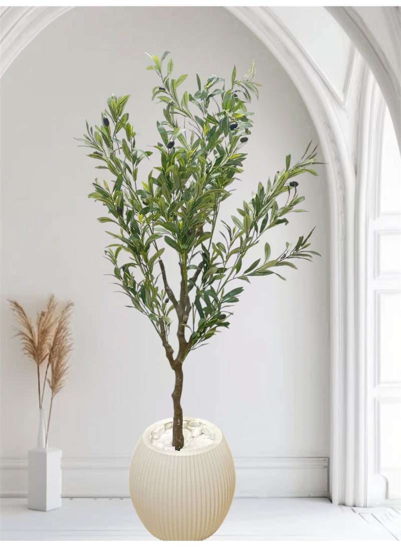 Tree Artificial olive tree with green leaves in a stylish pot – a modern decoration for home, office, and gardens heights 160 cm