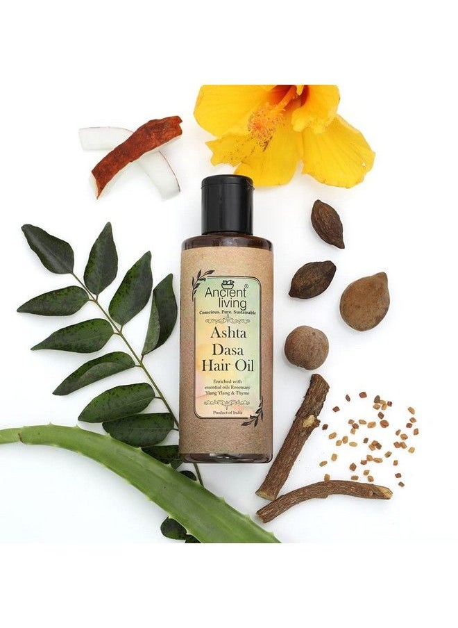 Ancient Living - Organic Ashta Dasa Hair Oil For Healthy & Strong Hair ; Reduce Hair Fall ; Control Dandruff ; 18 Herbs ; Strong Roots ; Cold Pressed Oils; Men ; Women ; 200Ml - Image 1