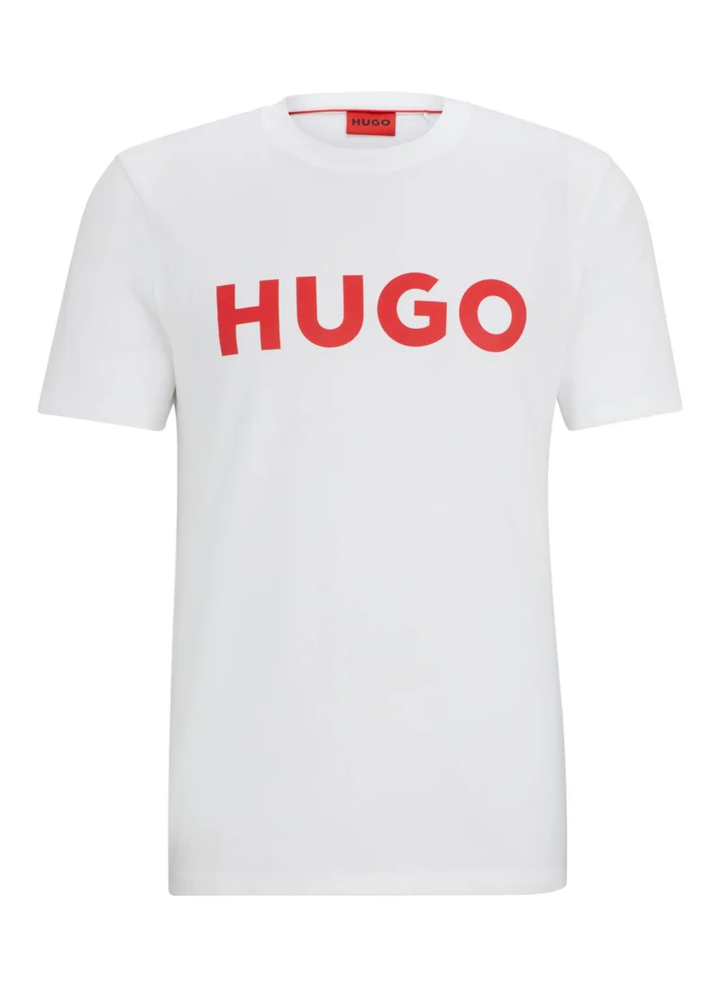 HUGO Contrast-logo T-shirt in cotton jersey
