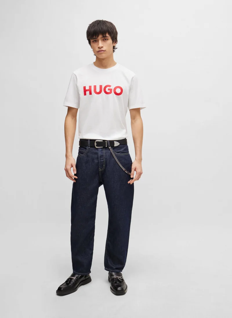 HUGO Contrast-logo T-shirt in cotton jersey