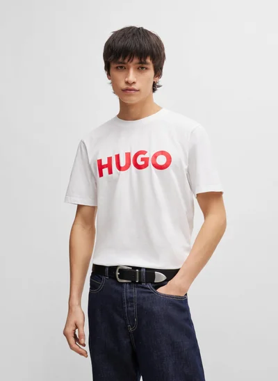 HUGO Cotton-jersey T-shirt with logo print