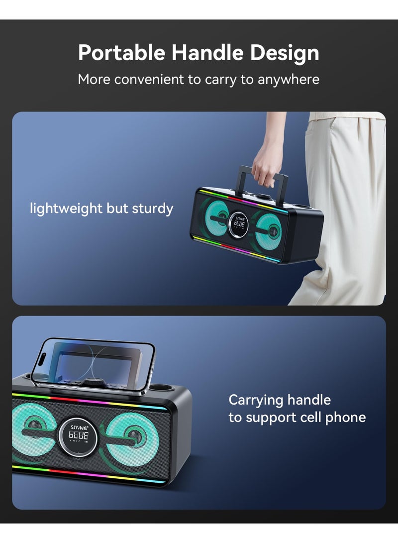 SDRD Portable Bluetooth Karaoke Machine - Suitable for Adults and Children, Equipped with 2 UHF Wireless Microphones, LED Lights, Perfect for Family Parties, Weddings, and Outdoor Activities - Image 5