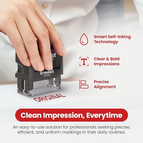 Promot Original Self Inking Rubber Stamp - Refillable Stampers for Office - Business, Accounting, Bookkeeping, Coding, Legal, Notary, Work, Ordering, Inventory Stamps - Red Ink - Image 3