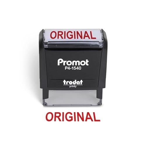 Promot Original Self Inking Rubber Stamp - Refillable Stampers for Office - Business, Accounting, Bookkeeping, Coding, Legal, Notary, Work, Ordering, Inventory Stamps - Red Ink - Image 1