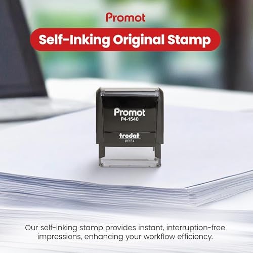 Promot Original Self Inking Rubber Stamp - Refillable Stampers for Office - Business, Accounting, Bookkeeping, Coding, Legal, Notary, Work, Ordering, Inventory Stamps - Red Ink - Image 2