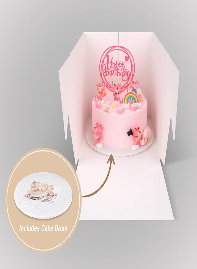 Cakebon علب كيك كيكبون مع قواعد كيك، علب كيك مقاس 10 بوصة مع قاعدة كيك بيضاء (عبوة واحدة) - علبة كيك بنافذة لأعياد الميلاد وحفلات الزفاف والمناسبات - Image 3
