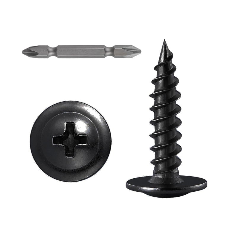 Wensilon (250 pcs)#8Ã—1" Black Truss Head Wood Screws Quick Metal Self Tapping Zinc Oxide - Image 1