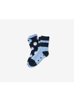 Kid Girls 2 Pairs Cozy Socks, Navy Blue