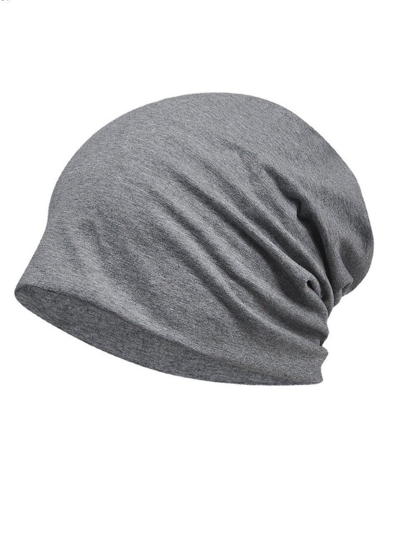 Loquat Infinity Scarf Headwear Cap Solid Color Beanie Hat Dark Grey