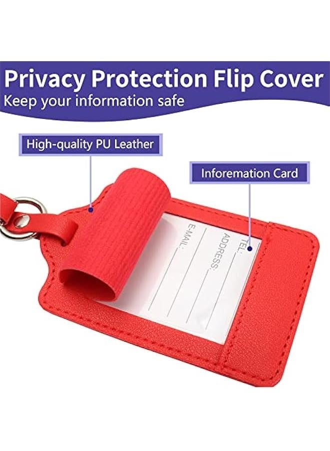 6 Pcs Luggage Tags,Premium PU Artificial Leahter，Travel Bag Suitcase Labels with Privacy Protection Name ID Card and Durable Steel Loop - Image 5