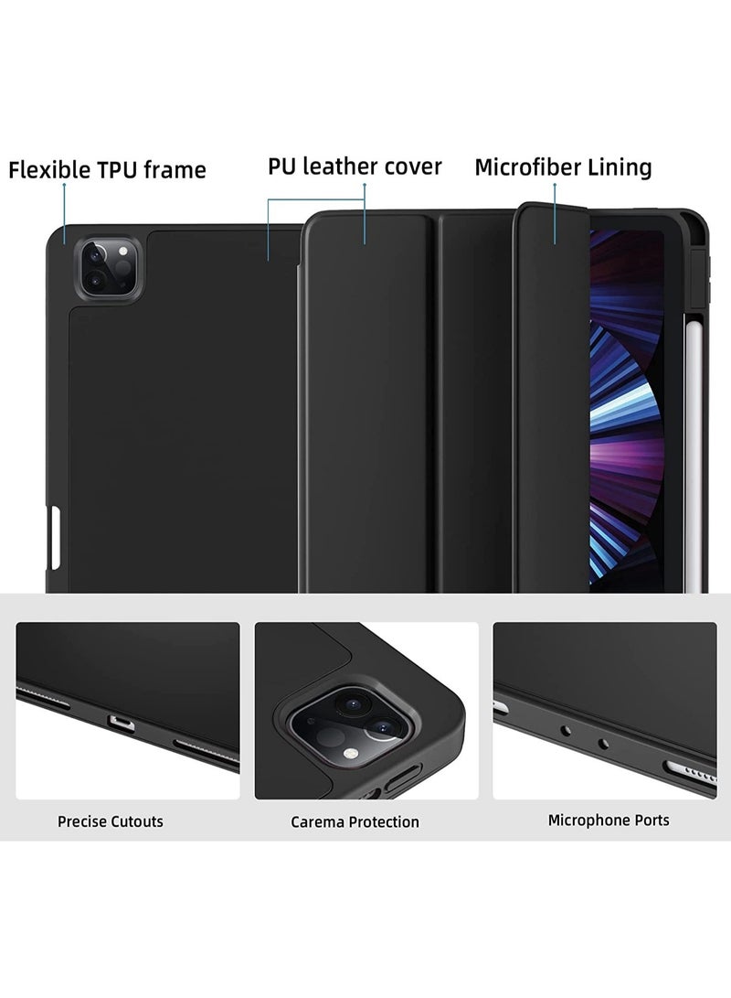 ELTRAZONE Case Compatible with iPad Pro 11 Case 2021/2020 with Pencil Holder, for iPad Pro 11 Inch Case 3rd/2nd Generation, Trifold Stand Protective Case with Soft TPU Back, Auto Wake/Sleep - Image 3