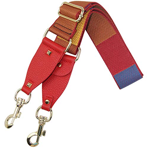 Duwi Wide Purse Strap Multicolor Striped Guitar Style Strap Adjustable Canvas Crossbody Bag Strap(red,blue,yellow) - Image 5