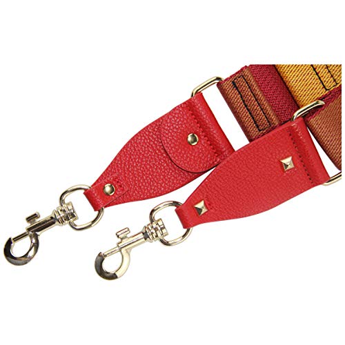 Duwi Wide Purse Strap Multicolor Striped Guitar Style Strap Adjustable Canvas Crossbody Bag Strap(red,blue,yellow) - Image 3