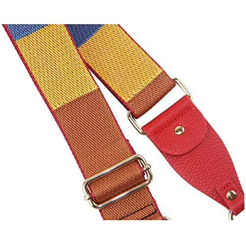 Duwi Wide Purse Strap Multicolor Striped Guitar Style Strap Adjustable Canvas Crossbody Bag Strap(red,blue,yellow) - Image 4