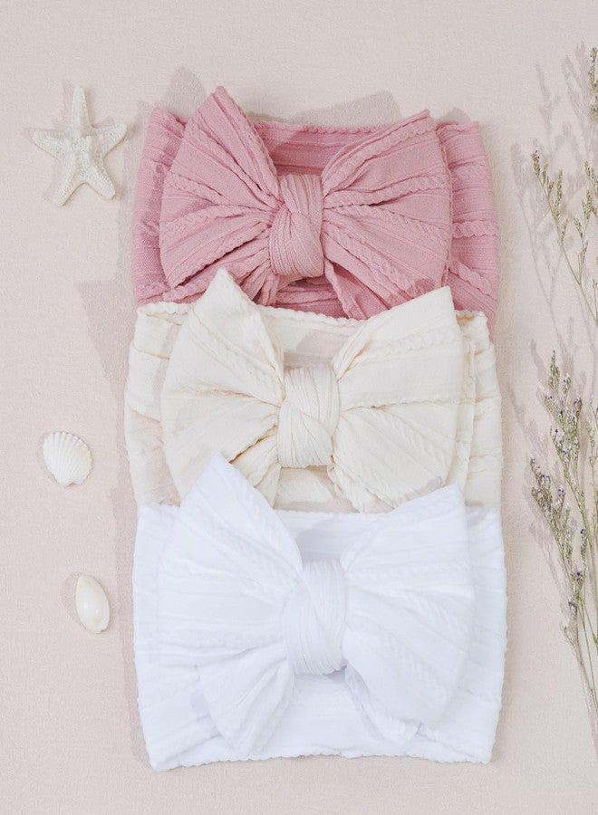 CÉLLOT 6 Pcs Super Stretchy Soft Handmade Headbands with Double Bows Head Wrap Nylon Hair Accessories For Newborn Baby Girls Infant Toddlers Kids(Pink) - Image 4