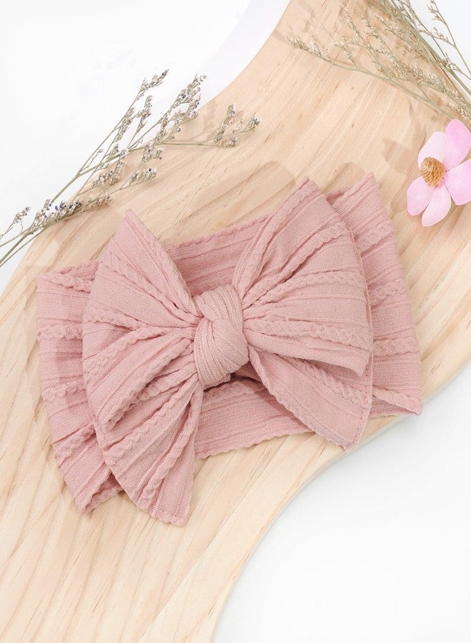 CÉLLOT 6 Pcs Super Stretchy Soft Handmade Headbands with Double Bows Head Wrap Nylon Hair Accessories For Newborn Baby Girls Infant Toddlers Kids(Pink) - Image 5