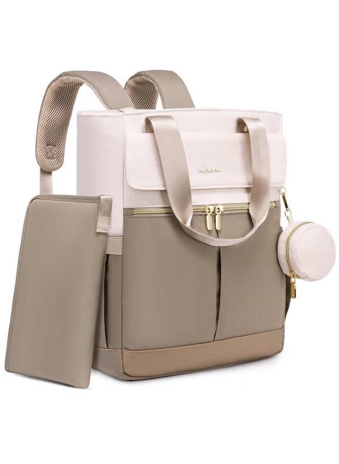 Lovevook - Diaper Bag Backpack,Diaper Bag Tote With Insulated Pockets,Baby Bag For Girl Boy With Changing Pad,Large Baby Diaper Bag With Pacifier Case,Anti-Theft Travel Backpack For Women,Coffee-Beige - Image 1