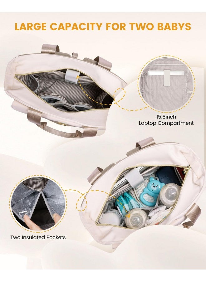 Lovevook - Diaper Bag Backpack,Diaper Bag Tote With Insulated Pockets,Baby Bag For Girl Boy With Changing Pad,Large Baby Diaper Bag With Pacifier Case,Anti-Theft Travel Backpack For Women,Coffee-Beige - Image 1