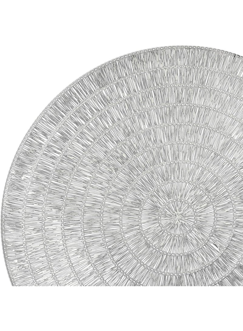 DB Innov. Silver Metallic Round Placemats, 4 Pcs Vinyl Cutout Placemats, Non-Slip Stain Heat Resistant Place Mats for Dining Table, 15x15 Inch - Image 3
