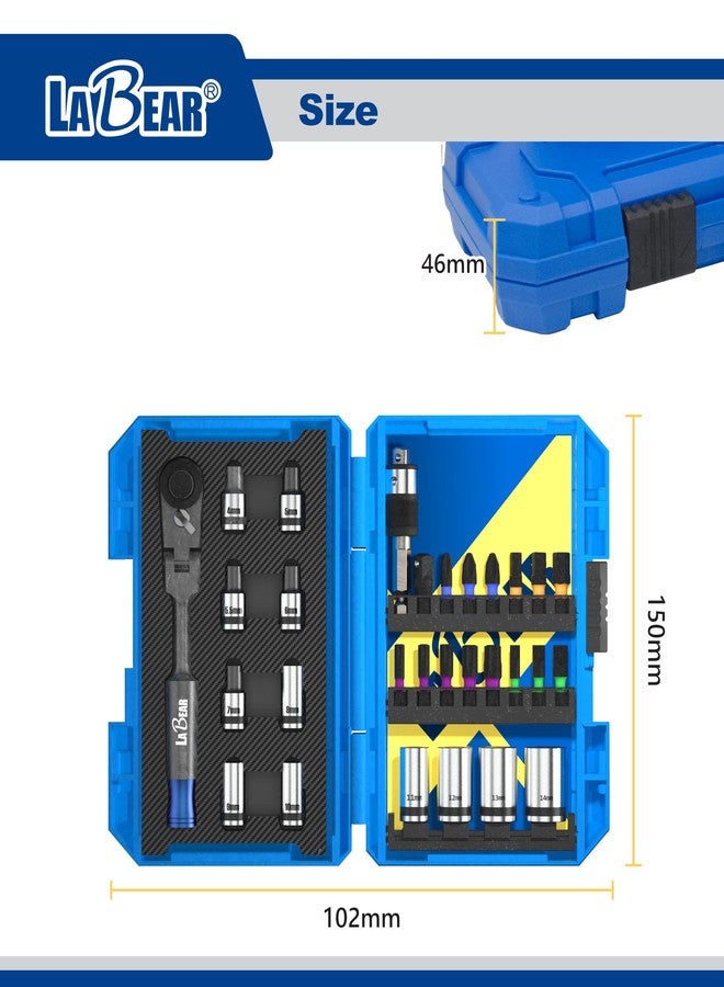 LaBear 29-Piece 1/4" Ratchet & 1/4'' Dr. Socket Set / 2-in-1 Bit & Socket Holder 1/4-inch S2 Impact Bits, Socket Adapter for home electronics, vehicles - Image 2