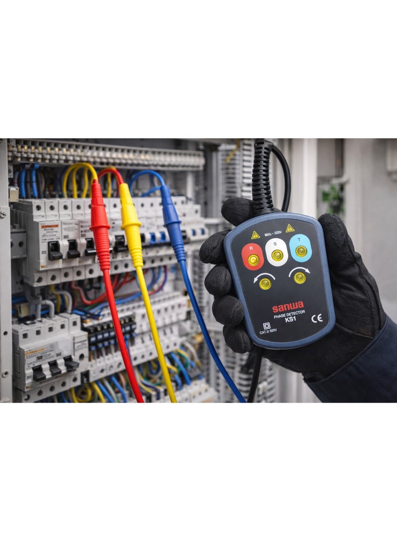 Sanwa KS1 Phase Sequence Indicator 3 Phase Rotation Tester 100–600V 45–70Hz Open Phase Detector Meter Made in Japan - Image 5