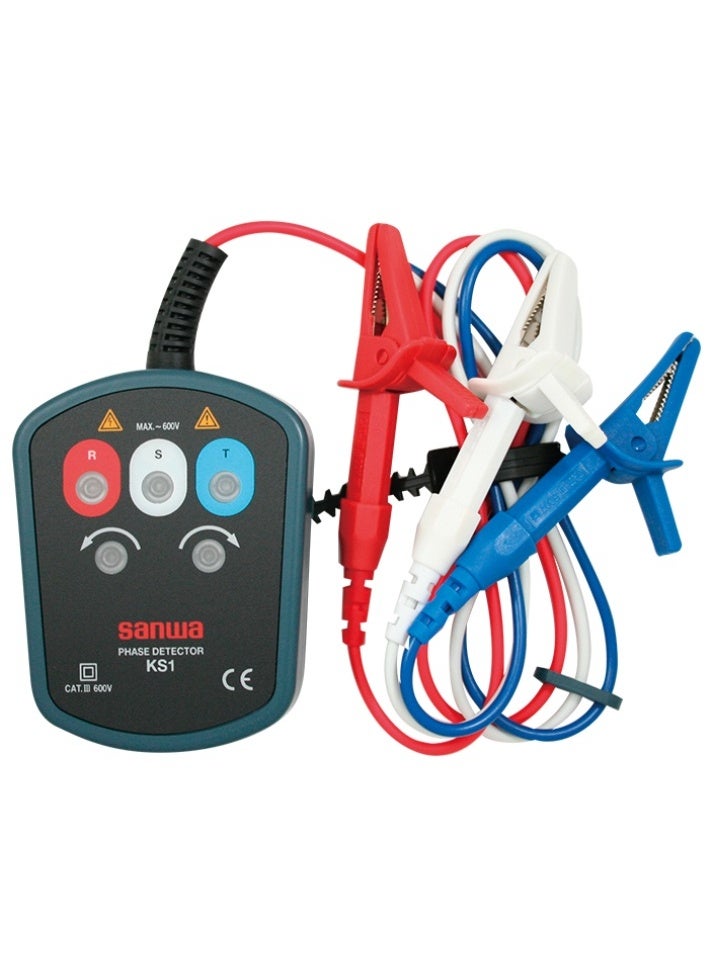 Sanwa KS1 Phase Sequence Indicator 3 Phase Rotation Tester 100–600V 45–70Hz Open Phase Detector Meter Made in Japan - Image 1