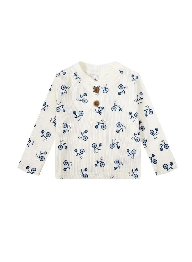 Luna & Lily Printed T-Shirt and Ribbed Dungaree Set