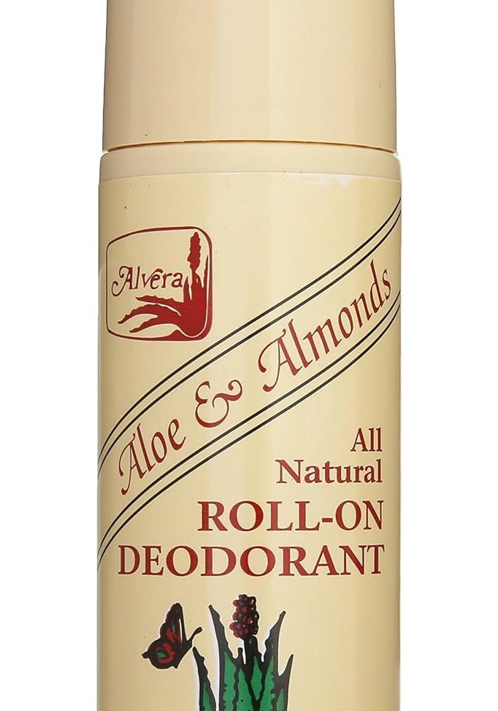 Alvera All Natural Roll-On Deodorant with Aloe and Almonds - 3 Oz - Image 1