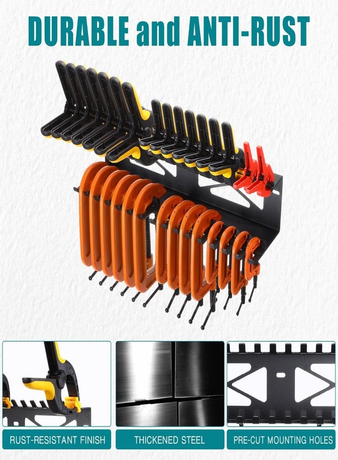 Shimeyao Clamps Rack Organizer Wall Mount Spring C Clamps Holder Tool Storage 16.7 x 4.5 x 3 Inches for Small Tools Garage Shed Pegboard Workshop Home - Image 4