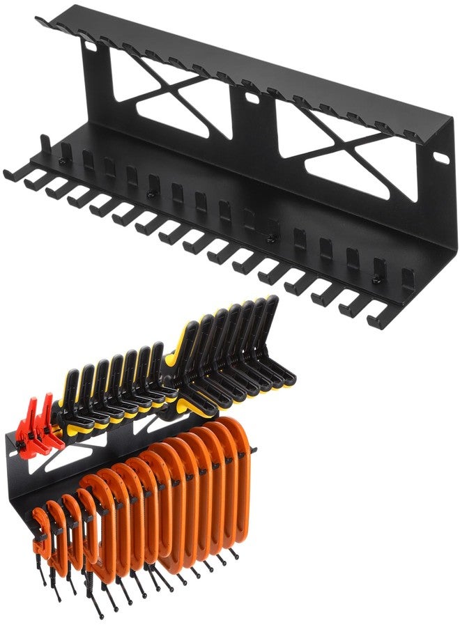 Shimeyao Clamps Rack Organizer Wall Mount Spring C Clamps Holder Tool Storage 16.7 x 4.5 x 3 Inches for Small Tools Garage Shed Pegboard Workshop Home - Image 1