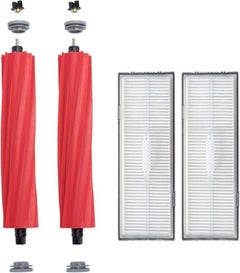 robotyedek Roborock S7 Maxv, S7 Maxv Ultra Compatible Spare Main Brush and Hepa Filter - 4 Pieces 