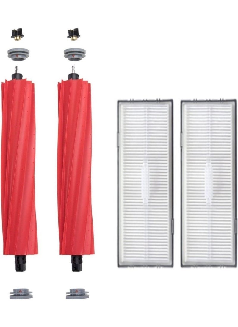 robotyedek - Roborock S7 Maxv, S7 Maxv Ultra Compatible Spare Main Brush and Hepa Filter - 4 Pieces - Image 1