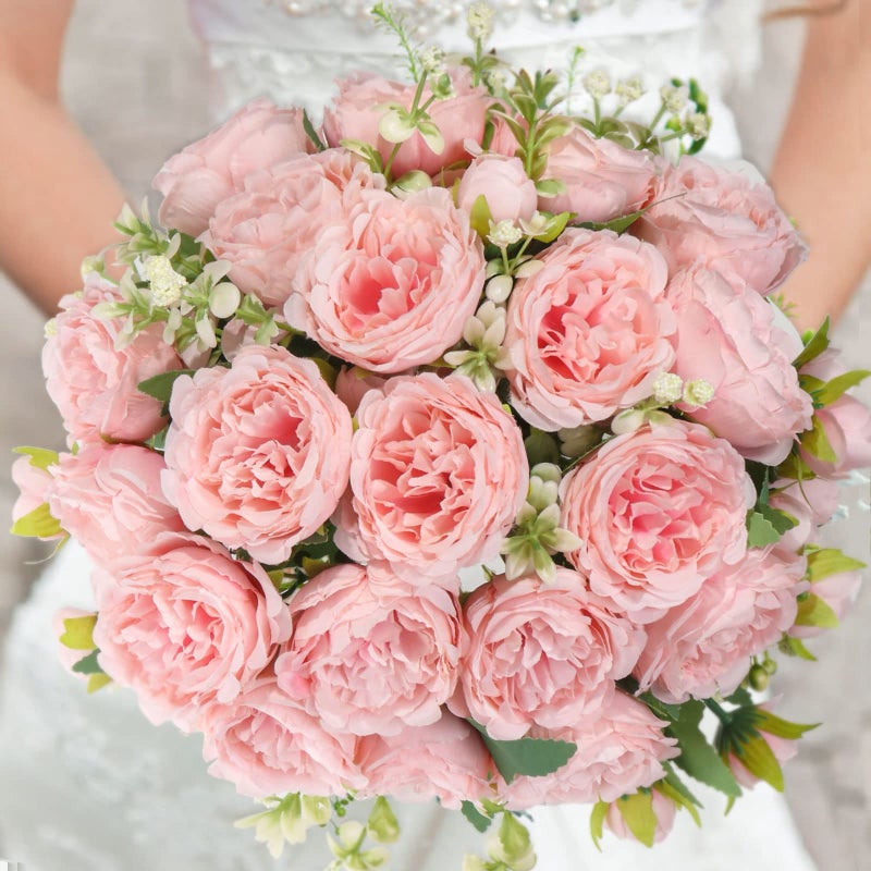 Pusuny Artificial Peonies Silk Flowers, 4 Bundles Faux Peony Bouquet Florals Arrangements for Farmhouse Home Boho Wedding Table Centerpiece, Fake Plastic Flower Bulk for Vase Decoration (Light Pink) - Image 4